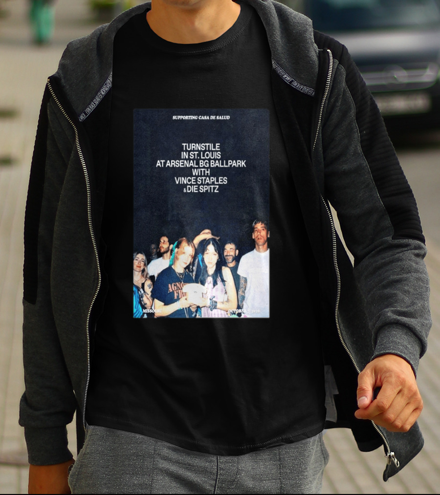 Turnstile St. Louis Arsenal BG Ballpark Vince Staples Die Spitz October 2026 Supporting Casa De Salud Missouri T-Shirt