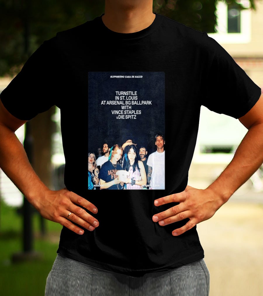 Turnstile St. Louis Arsenal BG Ballpark Vince Staples Die Spitz October 2026 Supporting Casa De Salud Missouri T-Shirt