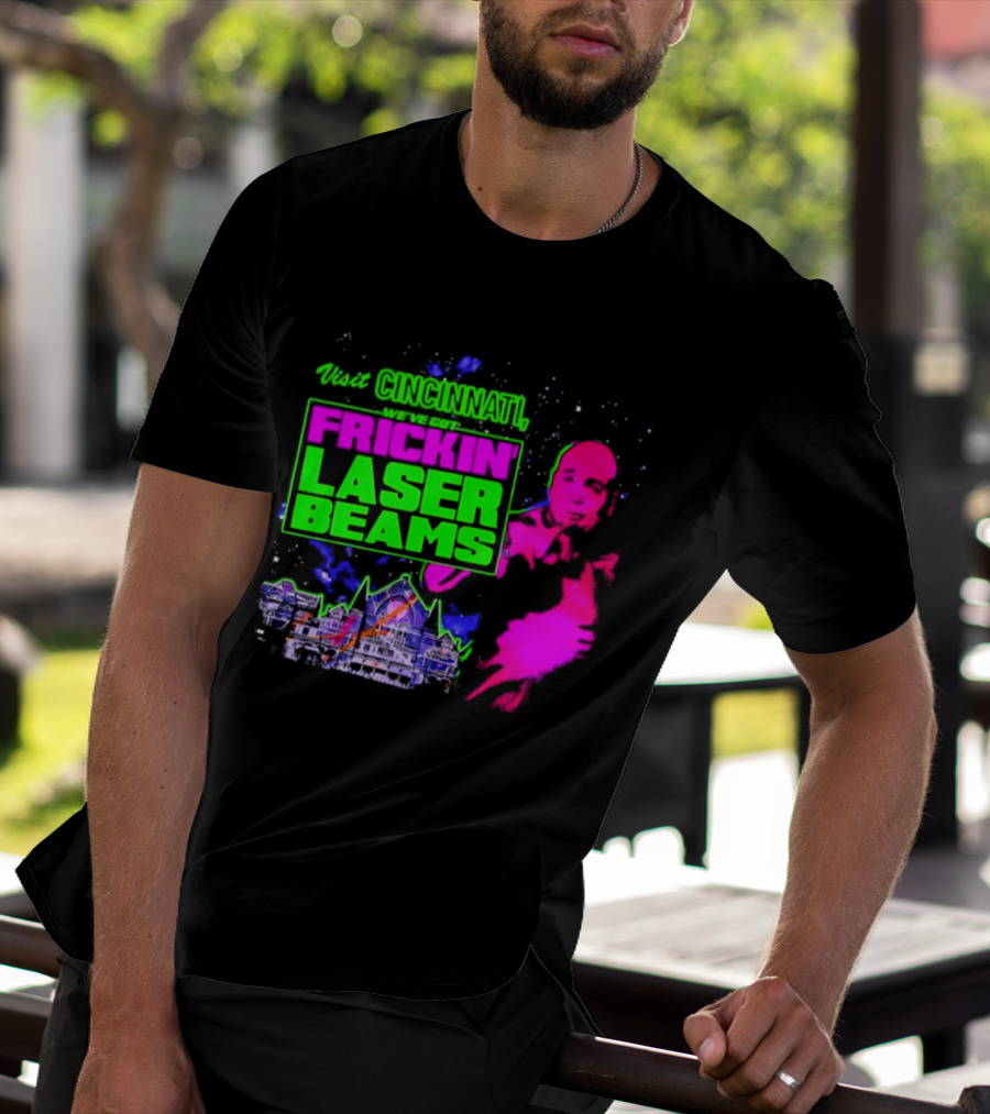 Visit Cincinnati Frickin' Laser Beams Retro Neon T-Shirt