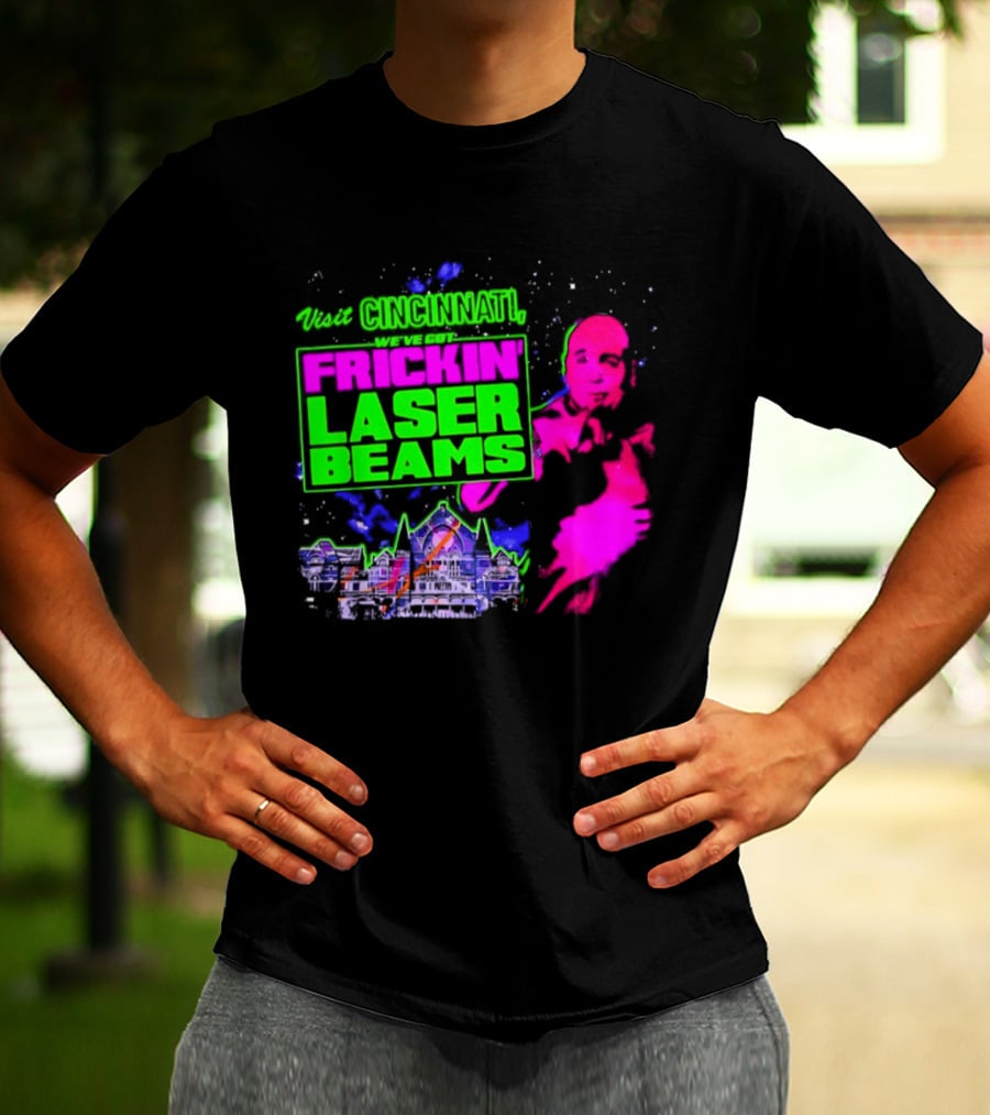 Visit Cincinnati Frickin' Laser Beams Retro Neon T-Shirt