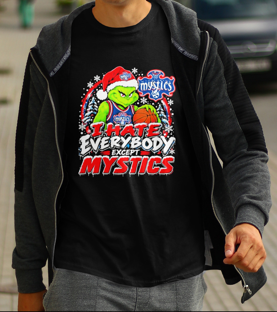Washington Mystics I Hate Everybody Except Mystics Grinch Christmas T-Shirt