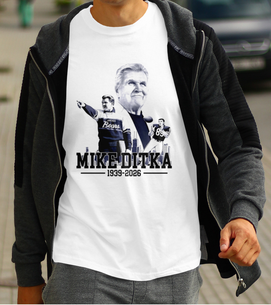 Mike Ditka Da Coach Chicago Bears In Loving Memory 1939 2026 City Skyline T-Shirt
