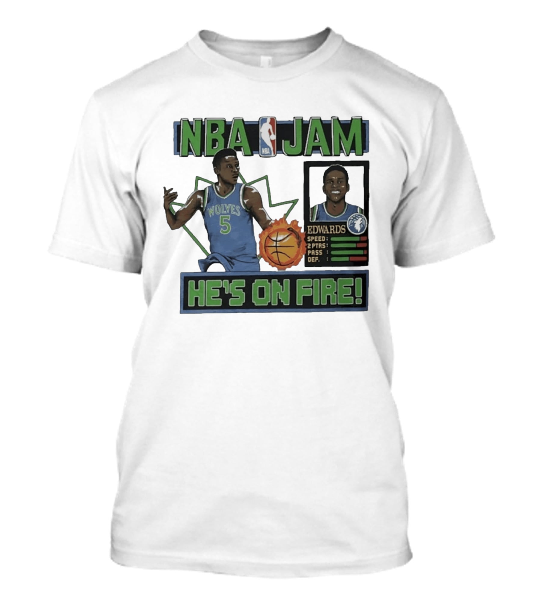 NBA Jam Wolves Edwards He's On Fire 2026 T-Shirt