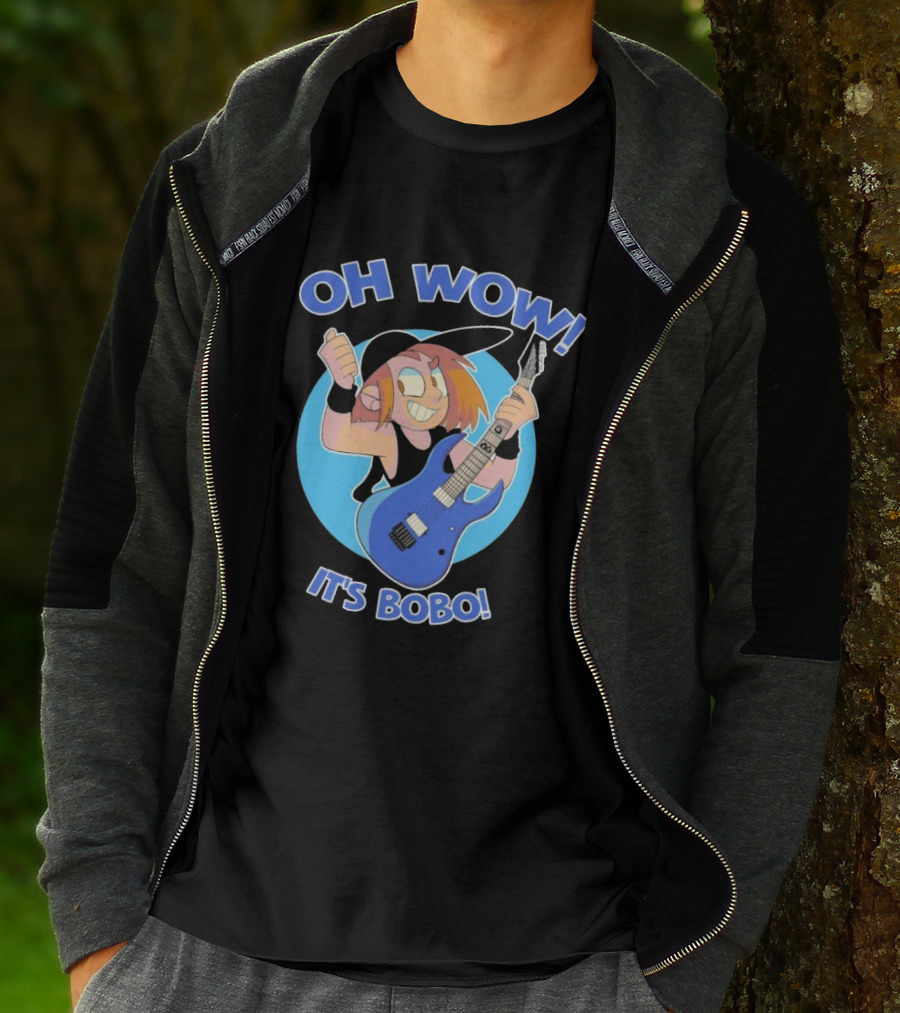 Oh Wow It's Bobo Alestorm Cartoon Character With Electric Guitar T-Shirt