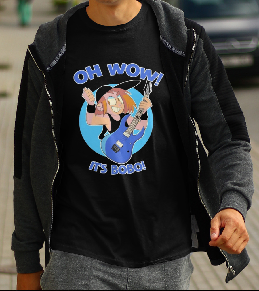 Oh Wow It's Bobo Alestorm Cartoon Character With Electric Guitar T-Shirt