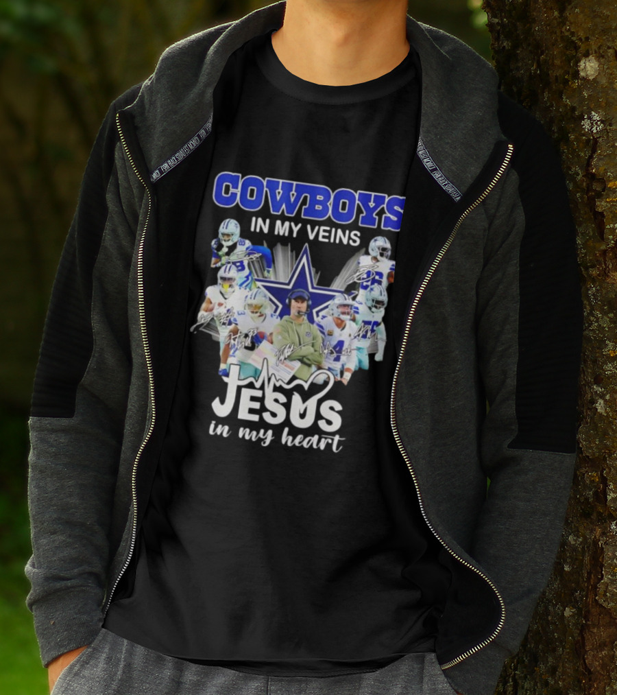 Cowboys In My Veins Jesus In My Heart Dallas Football Team Players Star T-Shirt