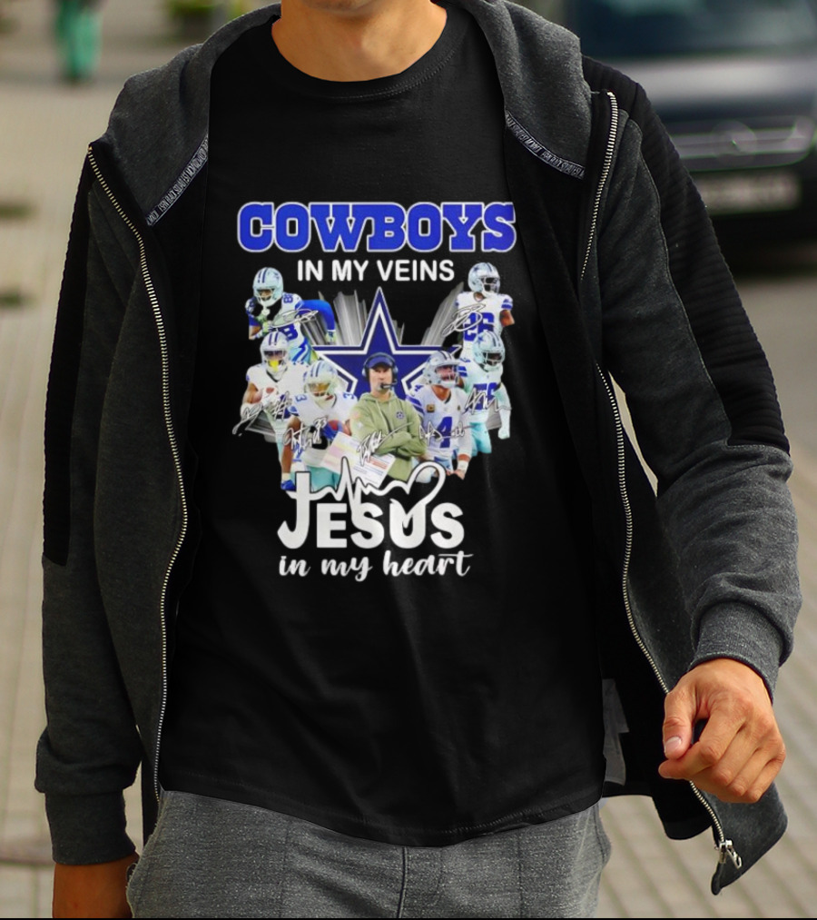 Cowboys In My Veins Jesus In My Heart Dallas Football Team Players Star T-Shirt