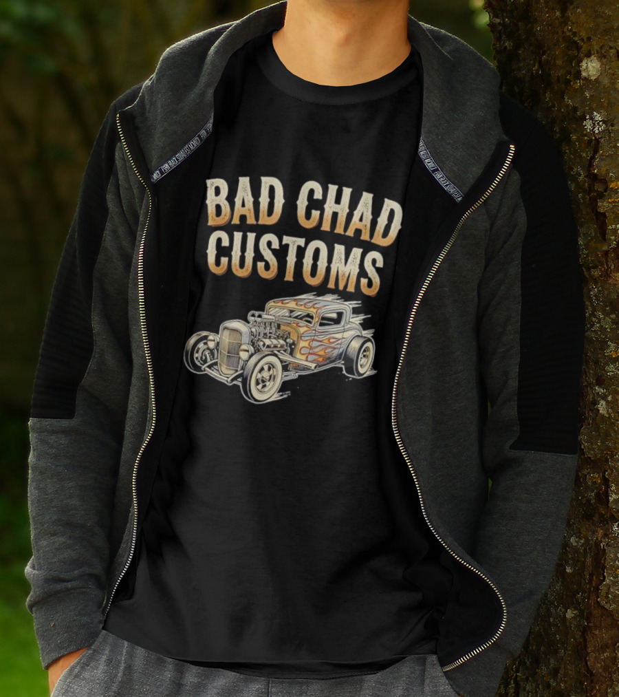 Bad Chad Customs Hot Rod Flames Vintage Car T-Shirt