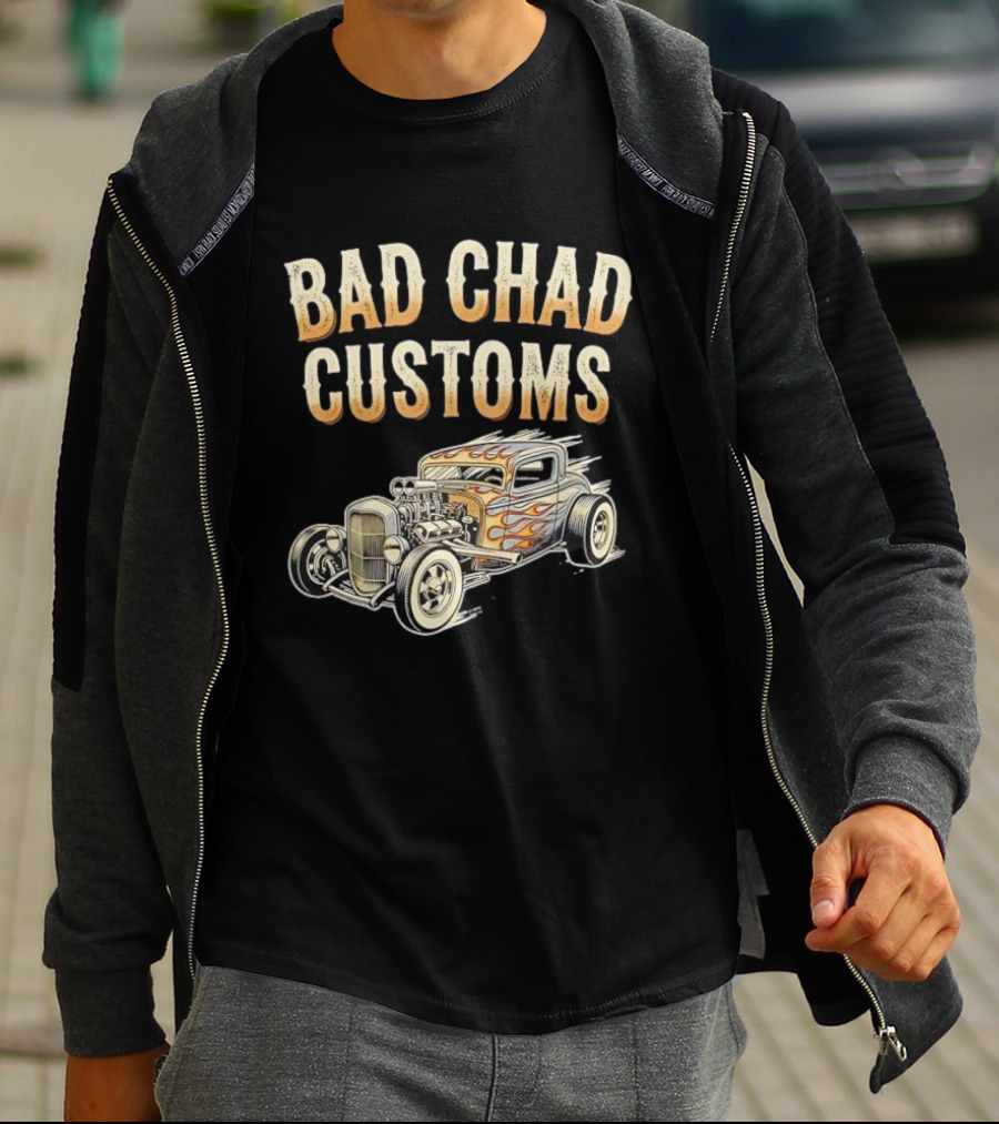 Bad Chad Customs Hot Rod Flames Vintage Car T-Shirt