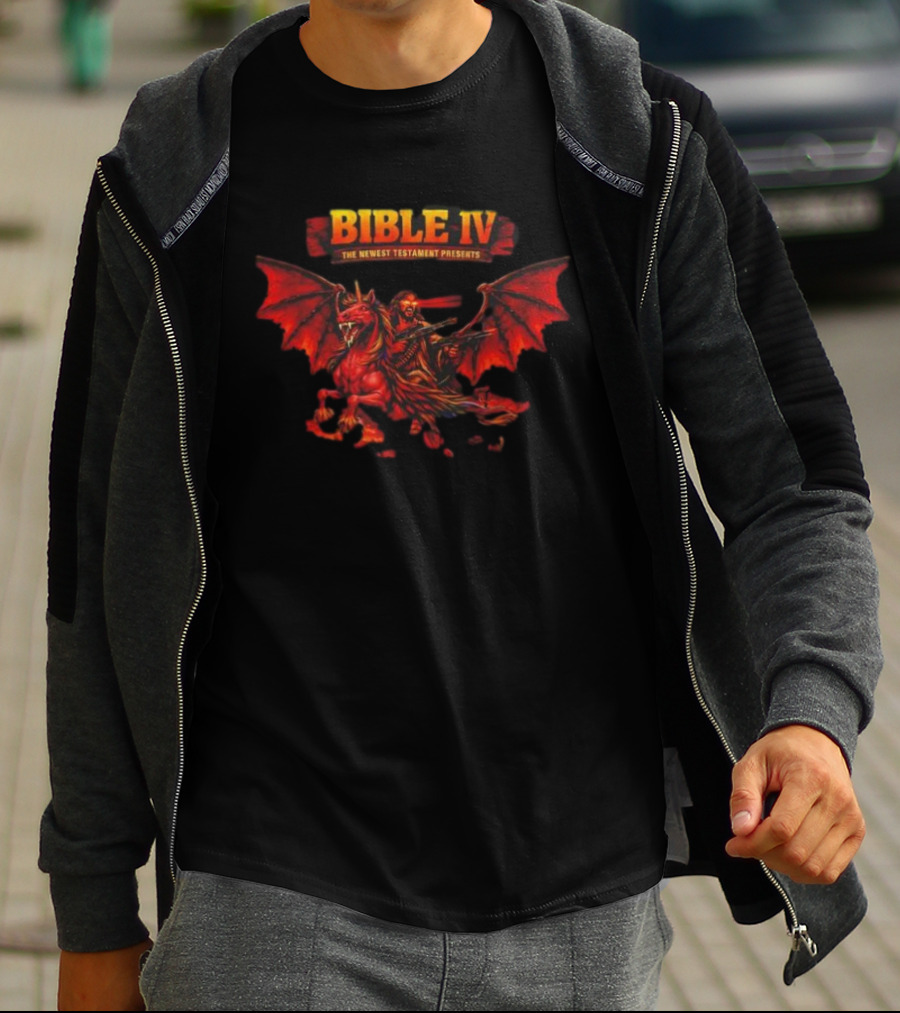Bible IV The Newest Testament Presents Demon Dragon Rider T-Shirt