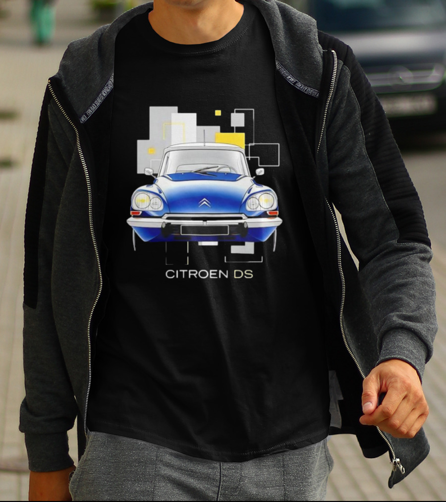 Citroën DS Classic Car Blue Front View Vintage Design T-Shirt