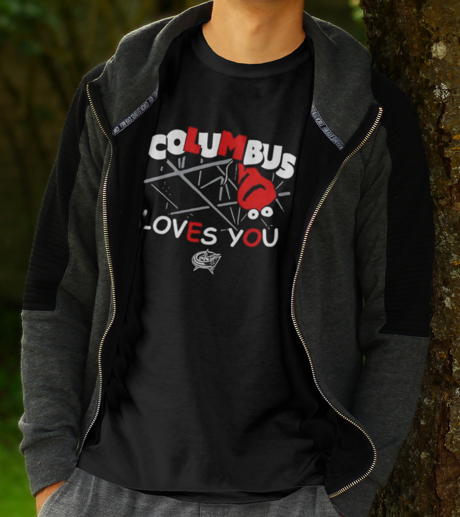Columbus Blue Jackets Columbus Loves You Hockey Team Fan Gear T-Shirt