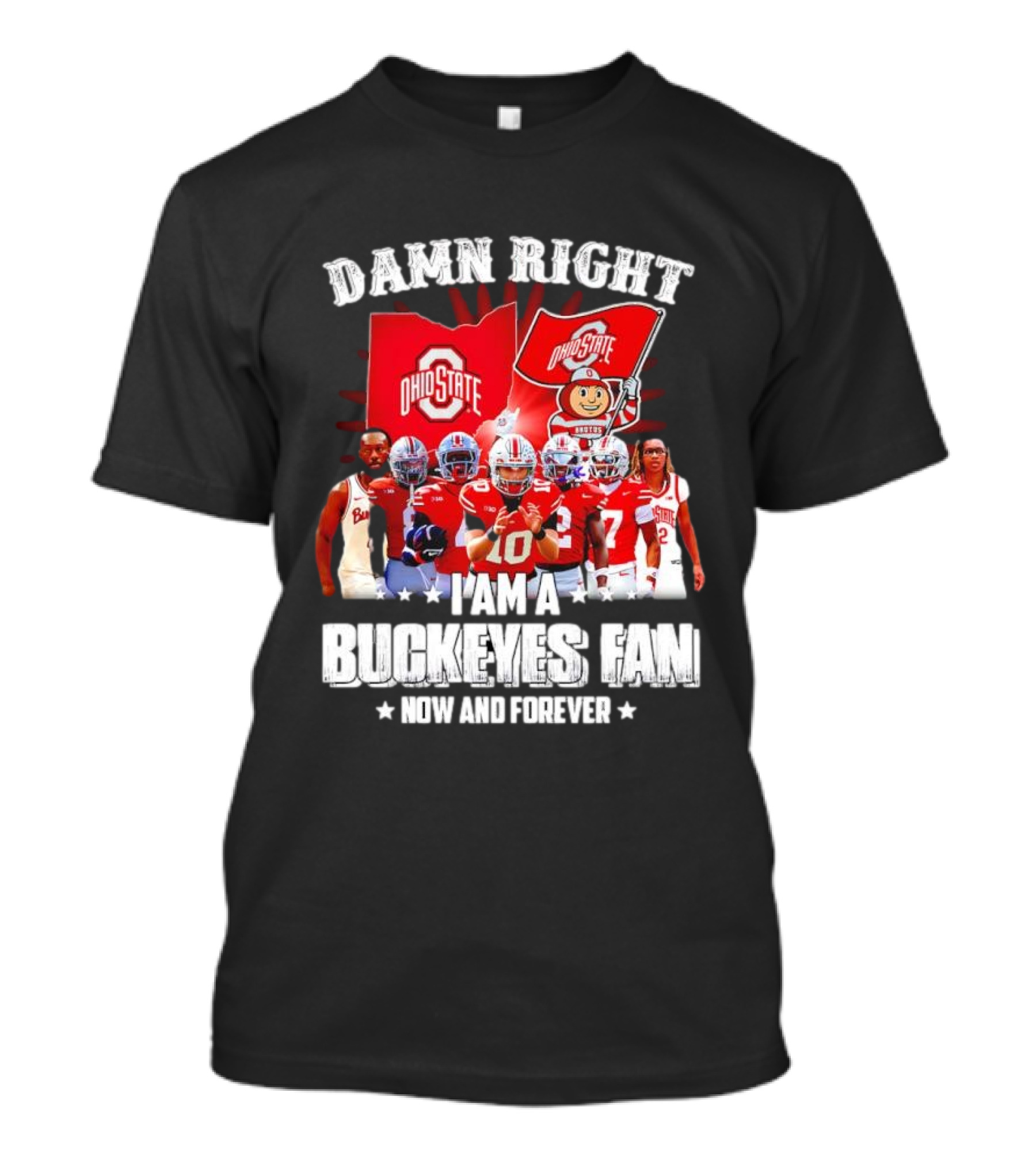 Ohio State Buckeyes Fan Damn Right Now And Forever T-Shirt