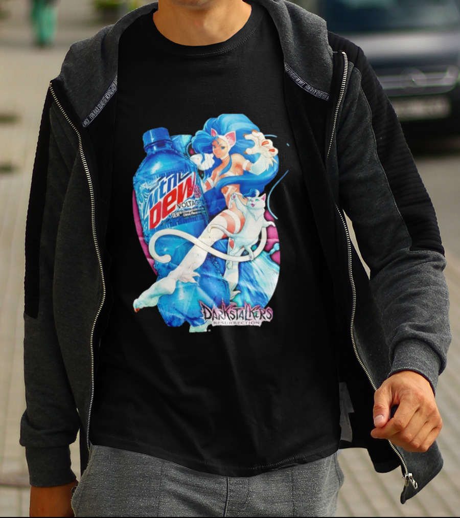 Darkstalkers Resurrection Felicia Mtn Dew Voltage Collaboration T-Shirt
