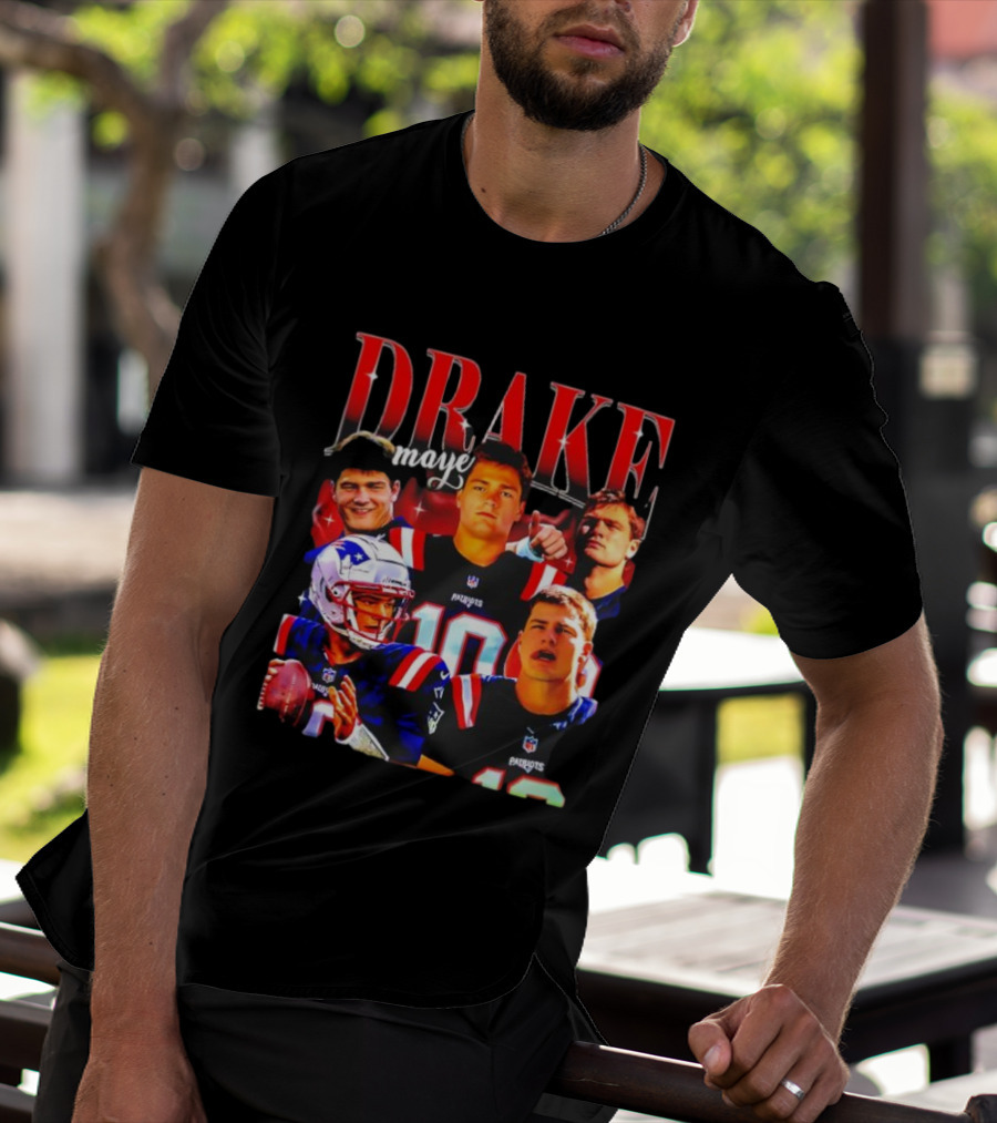 Drake Maye Patriots Vintage 90s Quarterback NFL Football T-Shirt