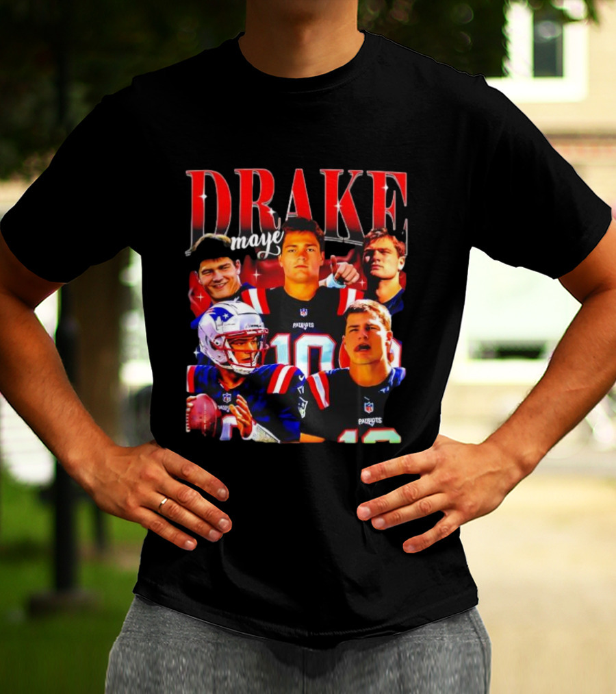 Drake Maye Patriots Vintage 90s Quarterback NFL Football T-Shirt