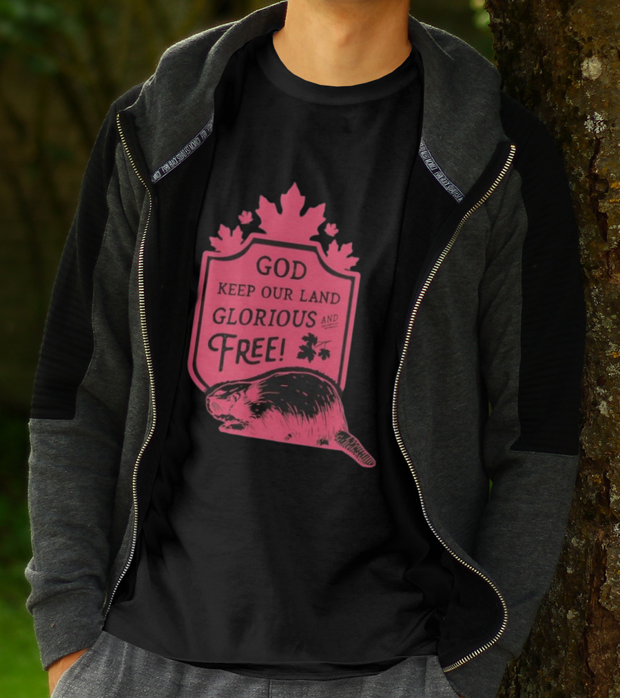 God Keep Our Land Glorious And Free Beaver Maple Leaf T-Shirt