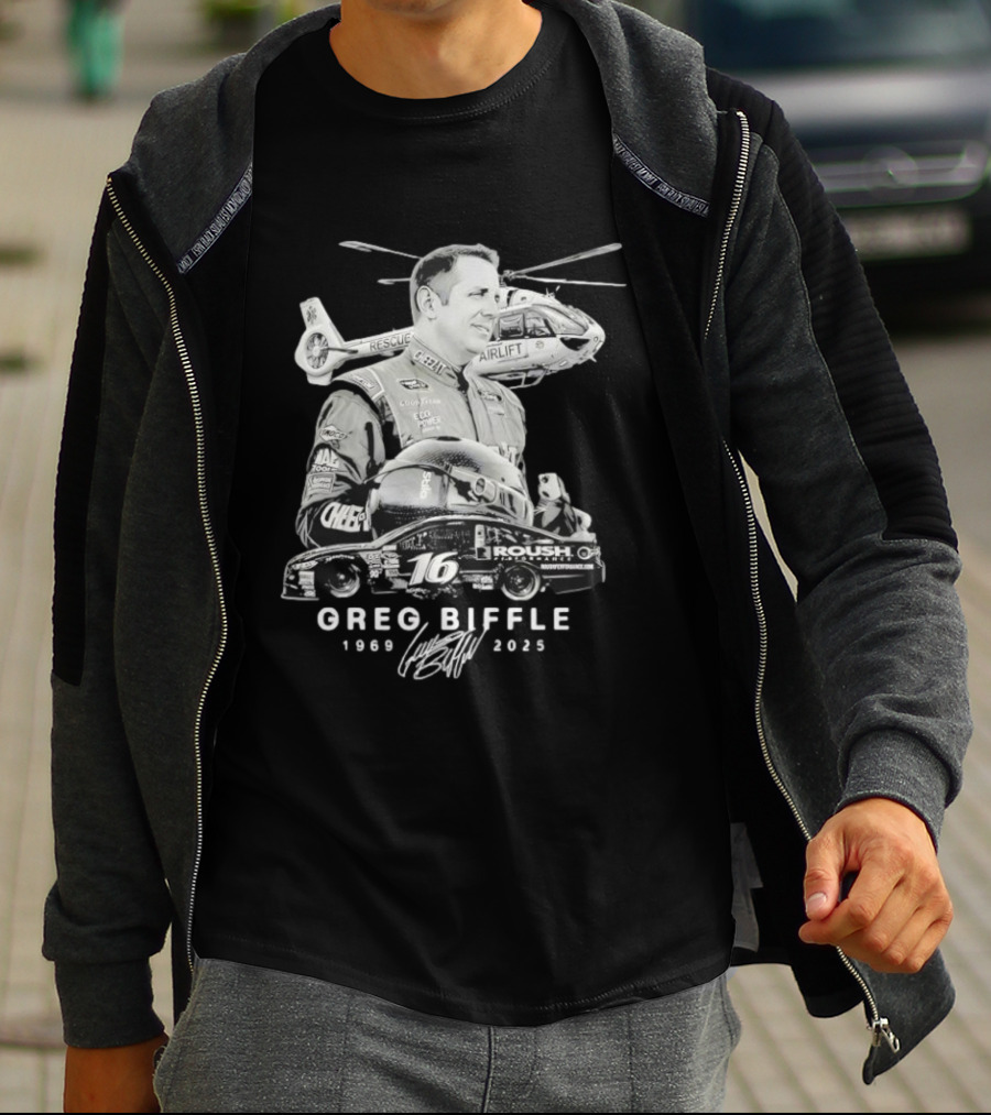 Greg Biffle NASCAR Legend 1969 2026 Memorial Helicopter Pilot Rescue Airlift 16 Roush Fenway Tribute T-Shirt