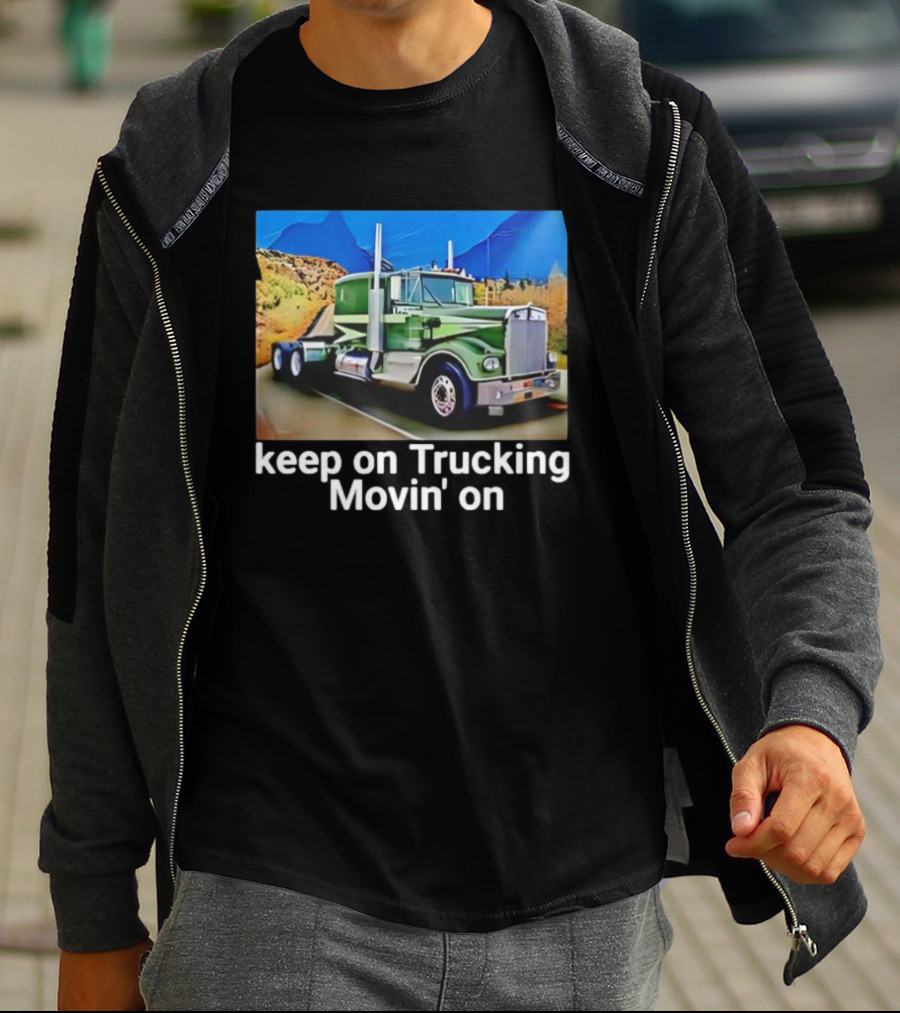 Keep On Trucking Movin' On Vintage Green Truck Scenic Road T-Shirt