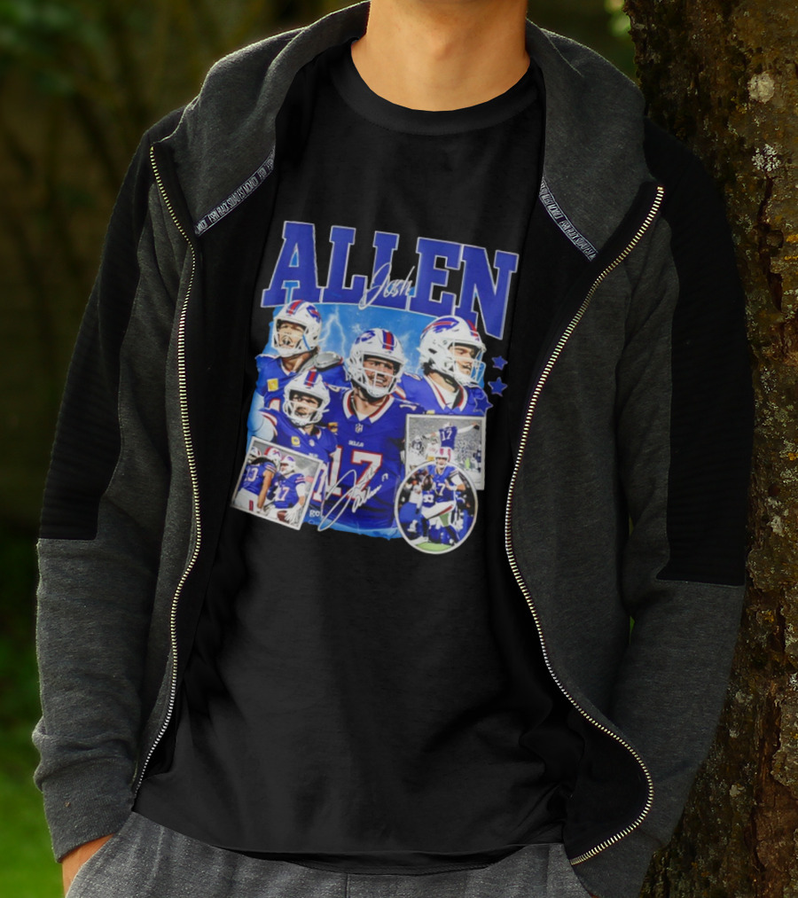Josh Allen Buffalo Bills NFL Quarterback Signature Collage T-Shirt