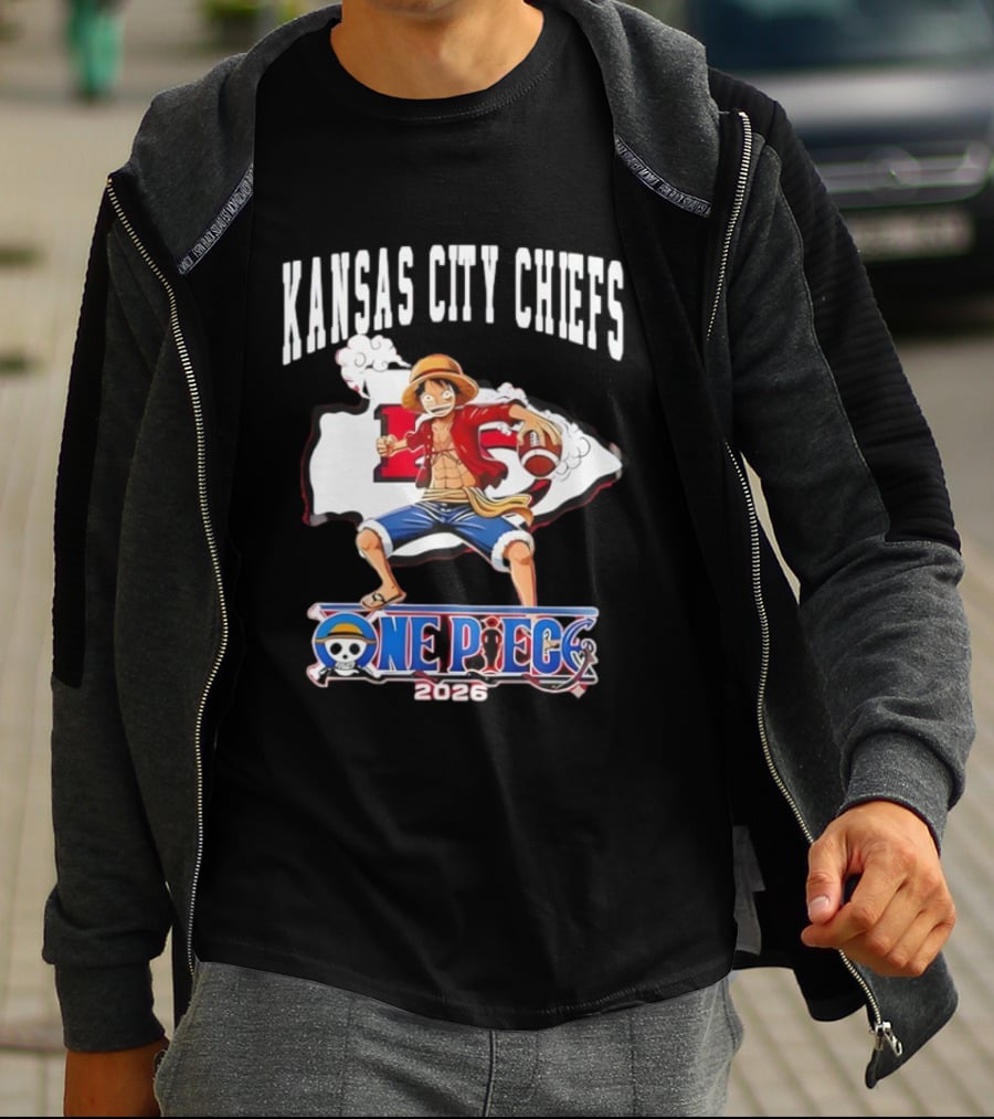 Kansas City Chiefs One Piece Luffy Football Crossover 2026 T-Shirt