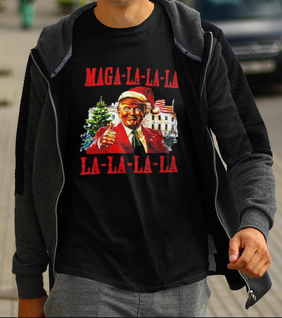 MAGA La La La Donald Trump Christmas Santa Hat Thumbs Up T-Shirt