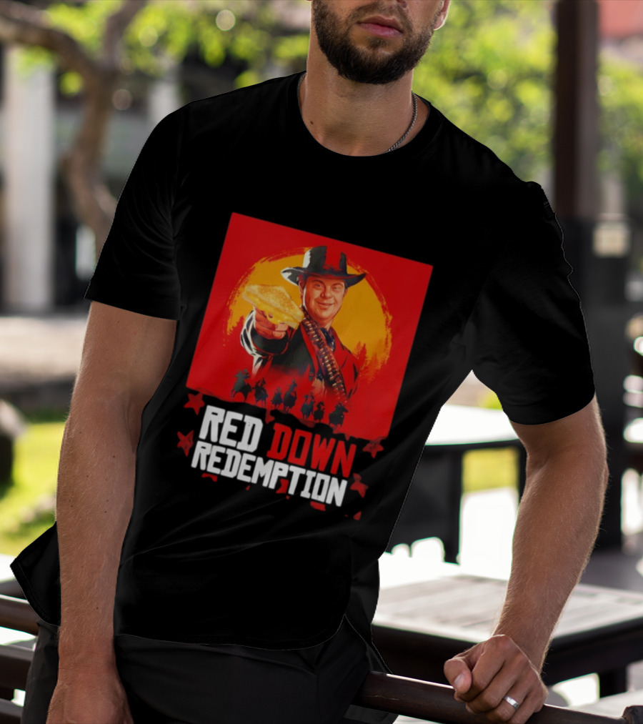 Red Down Redemption Cowboy Parody Toast Fun Graphic T-Shirt