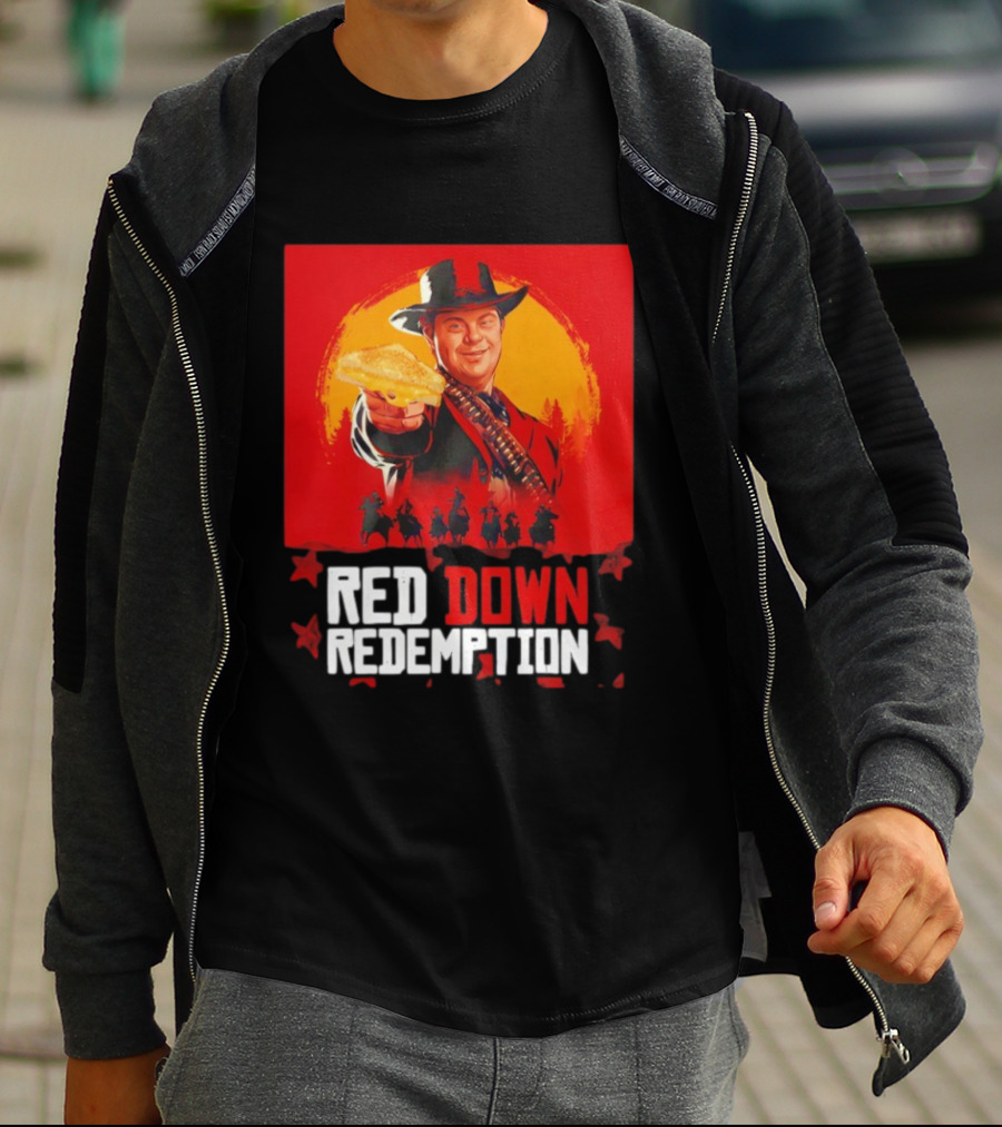 Red Down Redemption Cowboy Parody Toast Fun Graphic T-Shirt