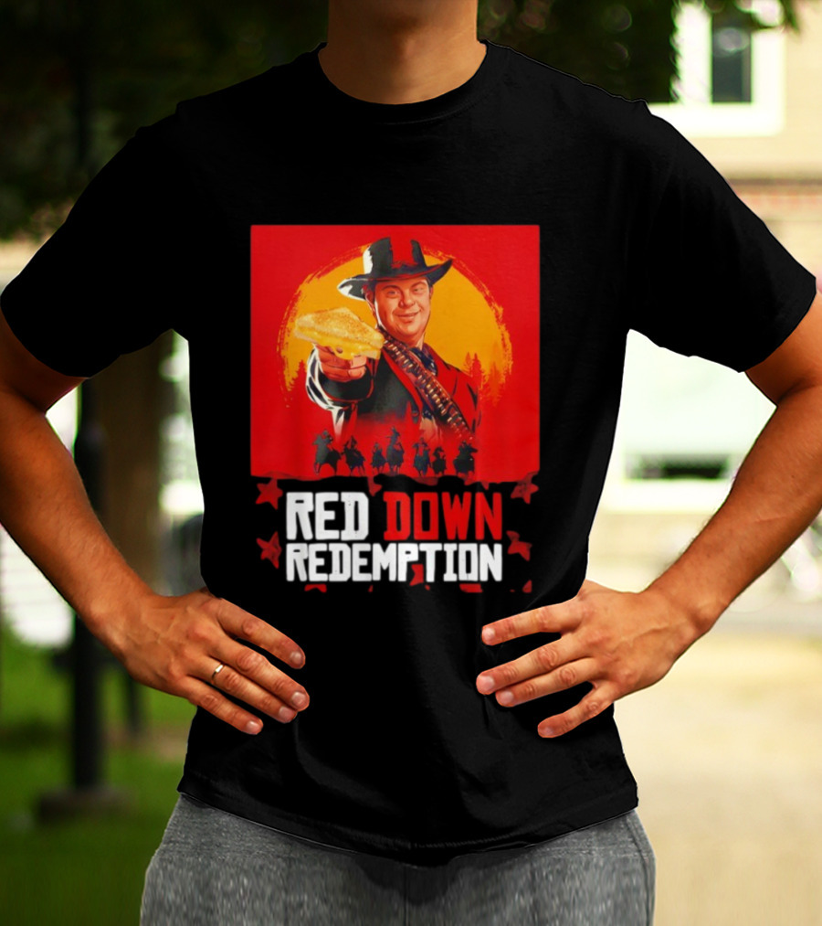 Red Down Redemption Cowboy Parody Toast Fun Graphic T-Shirt