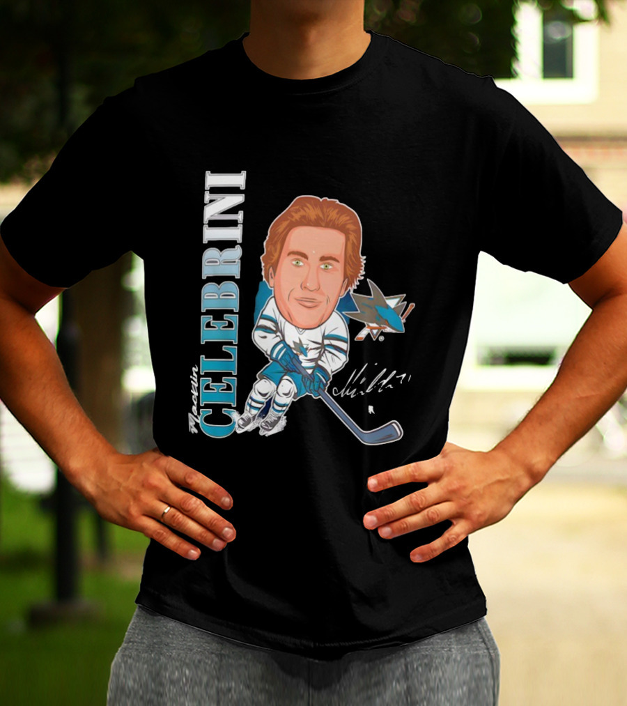 San Jose Sharks Macklin Celebrini #71 Big Head Signature Fanatics T-Shirt