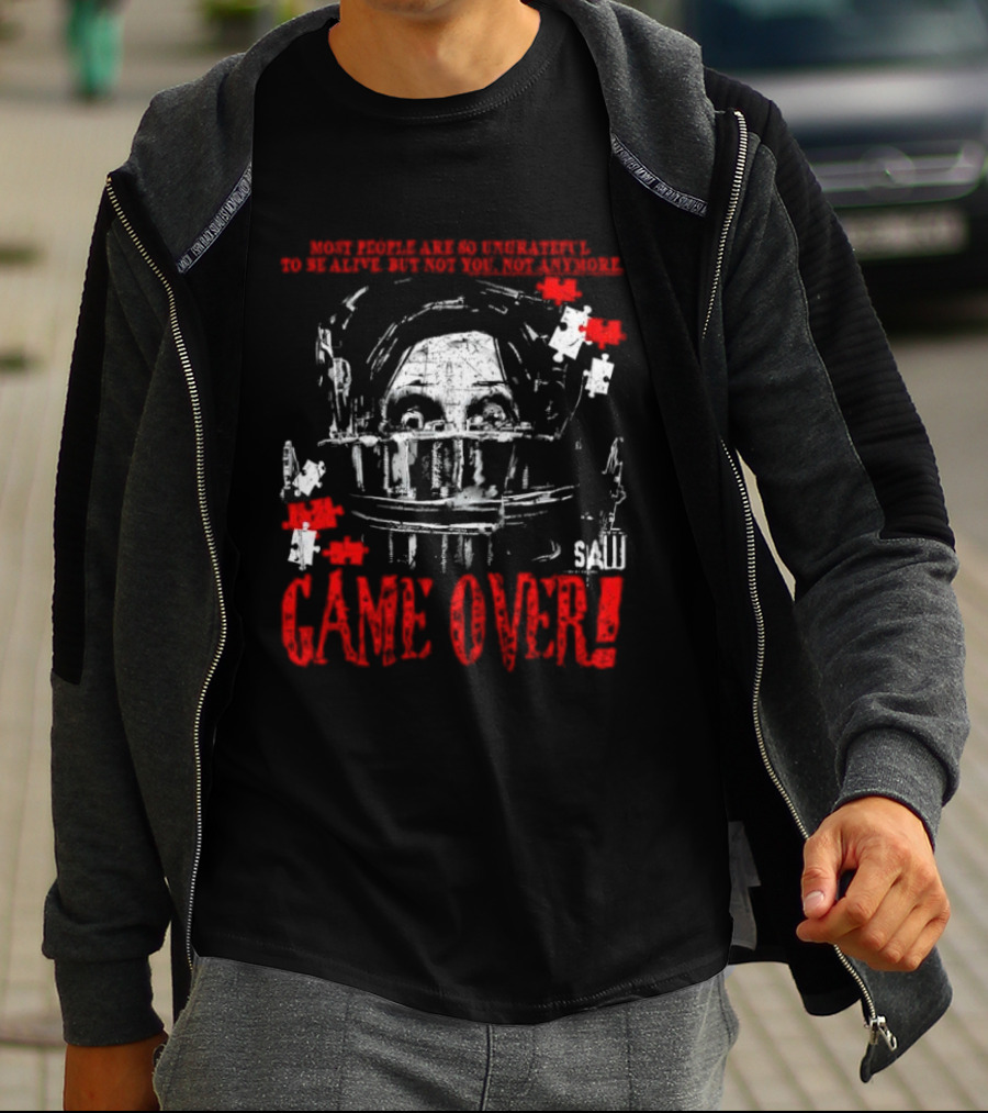 Saw Game Over Keep Calm And Survive Head Trap Horror Movie T-Shirt
