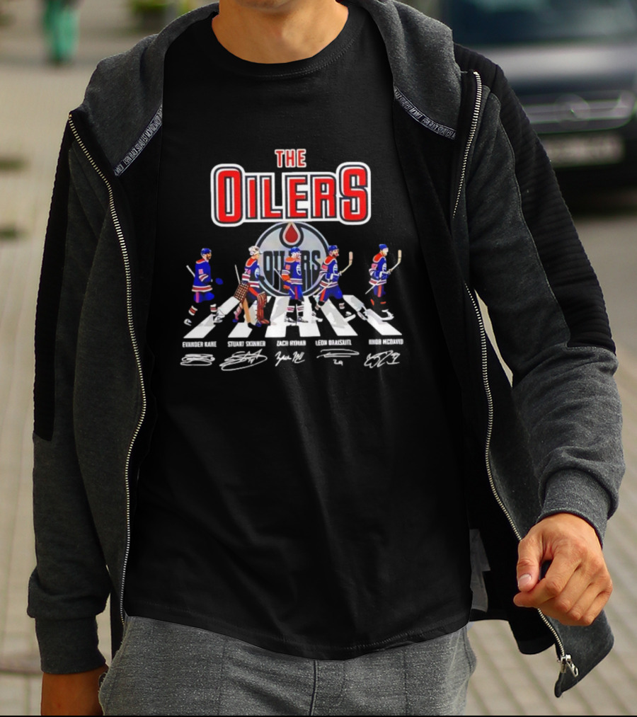 Edmonton Oilers Hockey Players Abbey Road Signatures T-Shirt