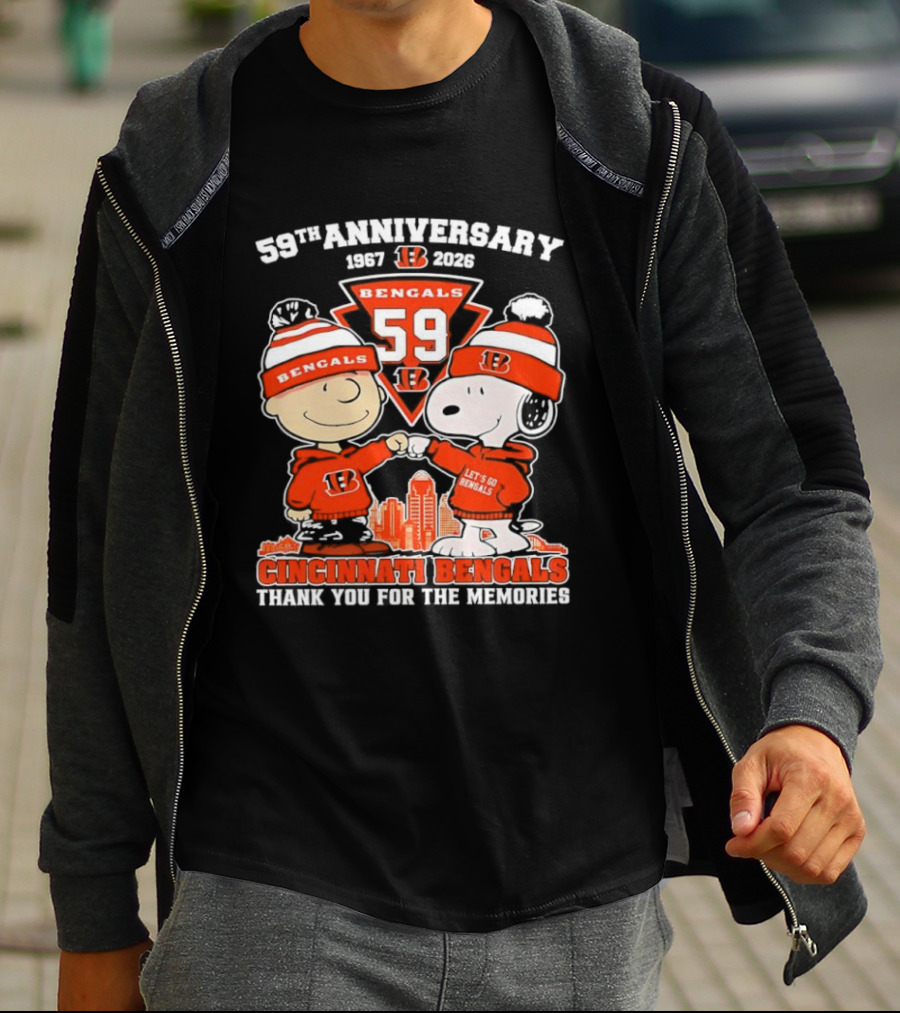 59th Anniversary 1967-2026 Bengals 59 Peanuts Cincinnati Bengals Thank You For The Memories T-Shirt