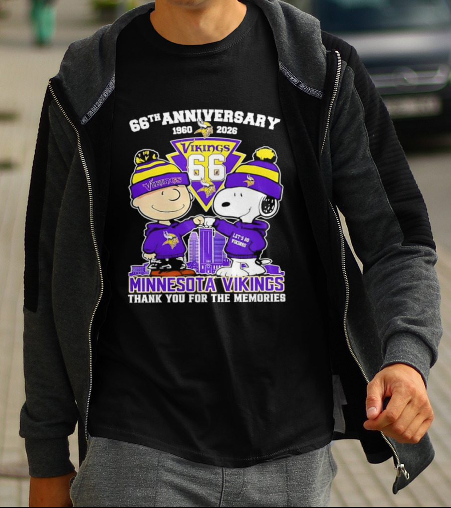 Peanuts Minnesota Vikings 66th Anniversary 1961-2023 Thank You For The Memories T-Shirt