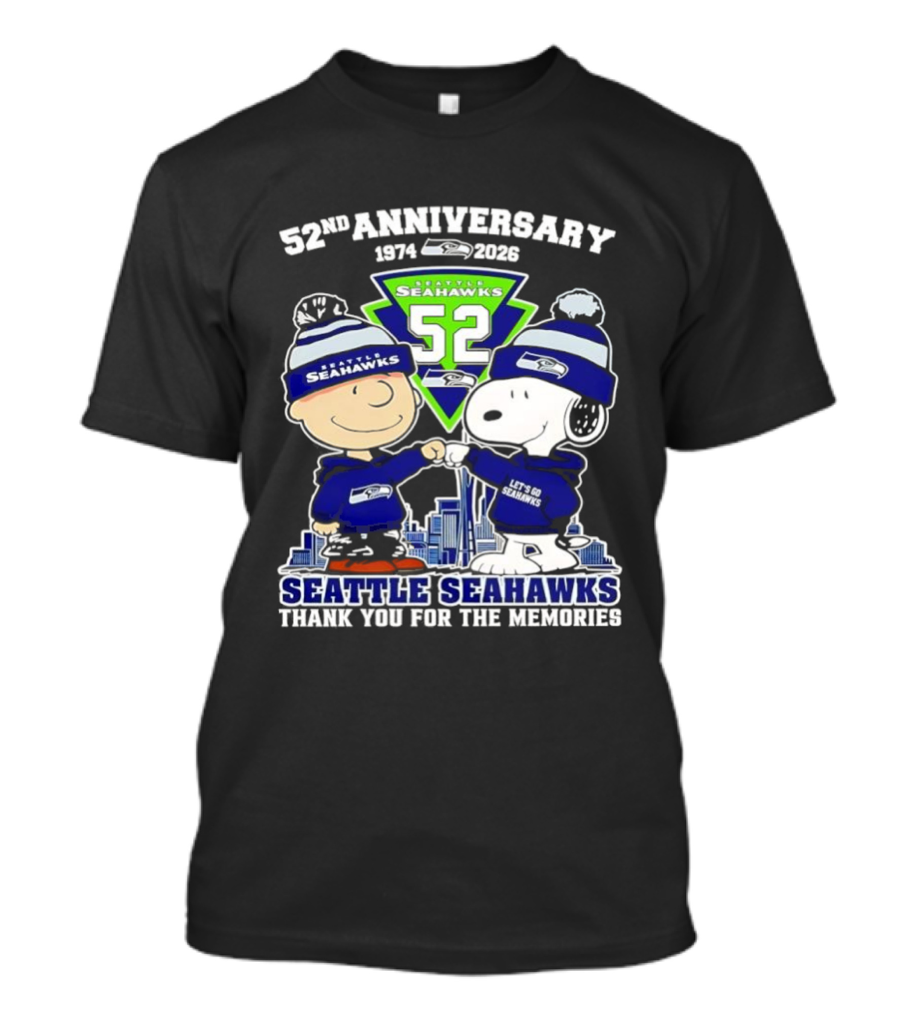 52nd Anniversary Peanuts Celebration Seattle Seahawks Thank You For The Memories T-Shirt