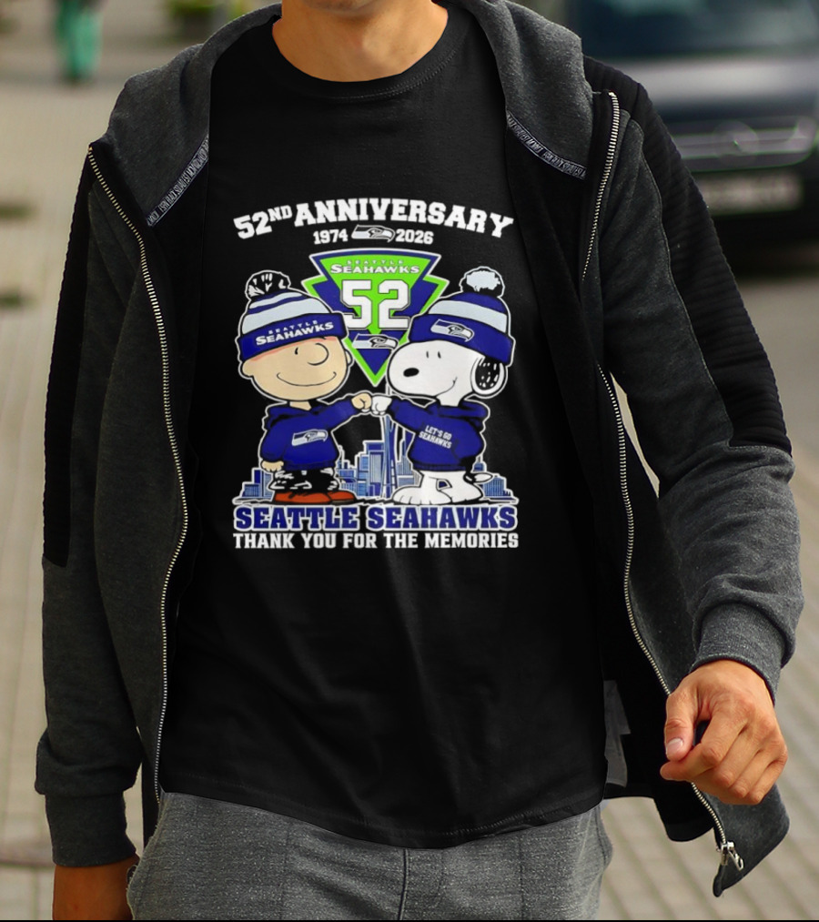 52nd Anniversary Peanuts Celebration Seattle Seahawks Thank You For The Memories T-Shirt