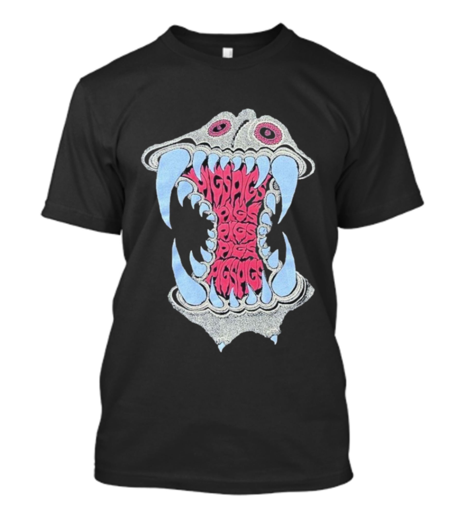 Pigsx7 Hippo Psychedelic Fang Mouth Design T-Shirt