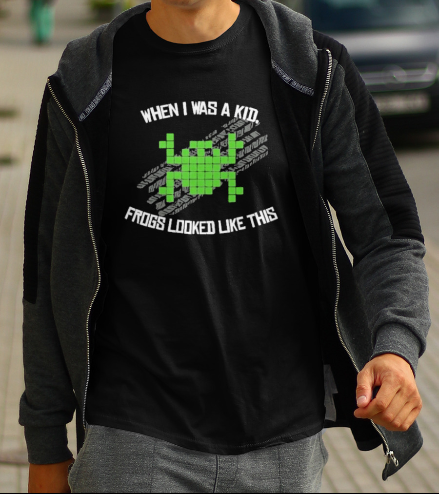 When I Was A Kid Frogs Looked Like This Pixelated Frog Retro Humor T-Shirt