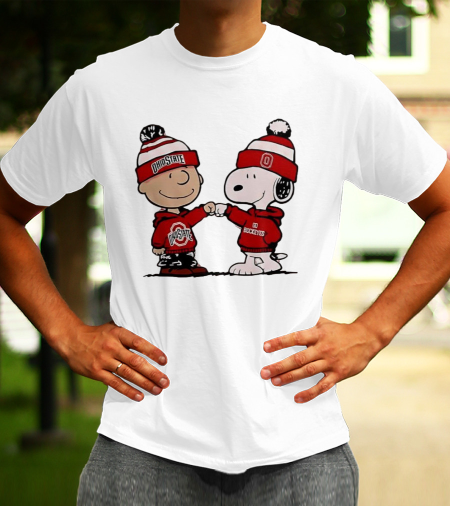 Charlie Brown Snoopy Ohio State Buckeyes Fist Bump Winter Gear T-Shirt