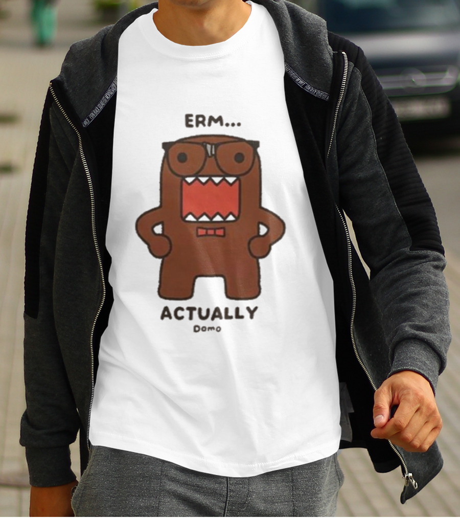 Domo Erm Actually Character With Glasses And Bow Tie T-Shirt