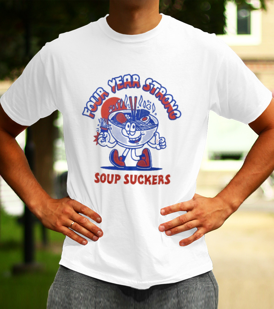 Four Year Strong Soup Suckers Retro Cartoon Bowl Character T-Shirt