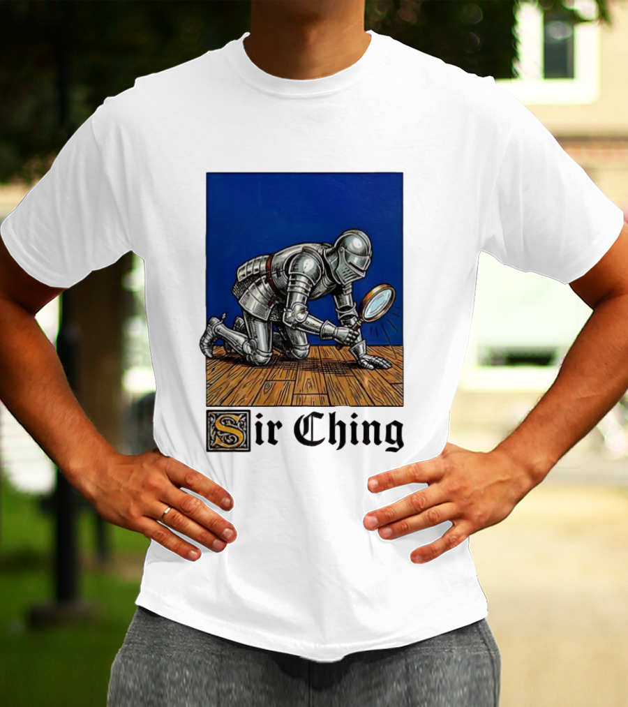 Sir Ching Knight Armor Magnifying Glass Search T-Shirt