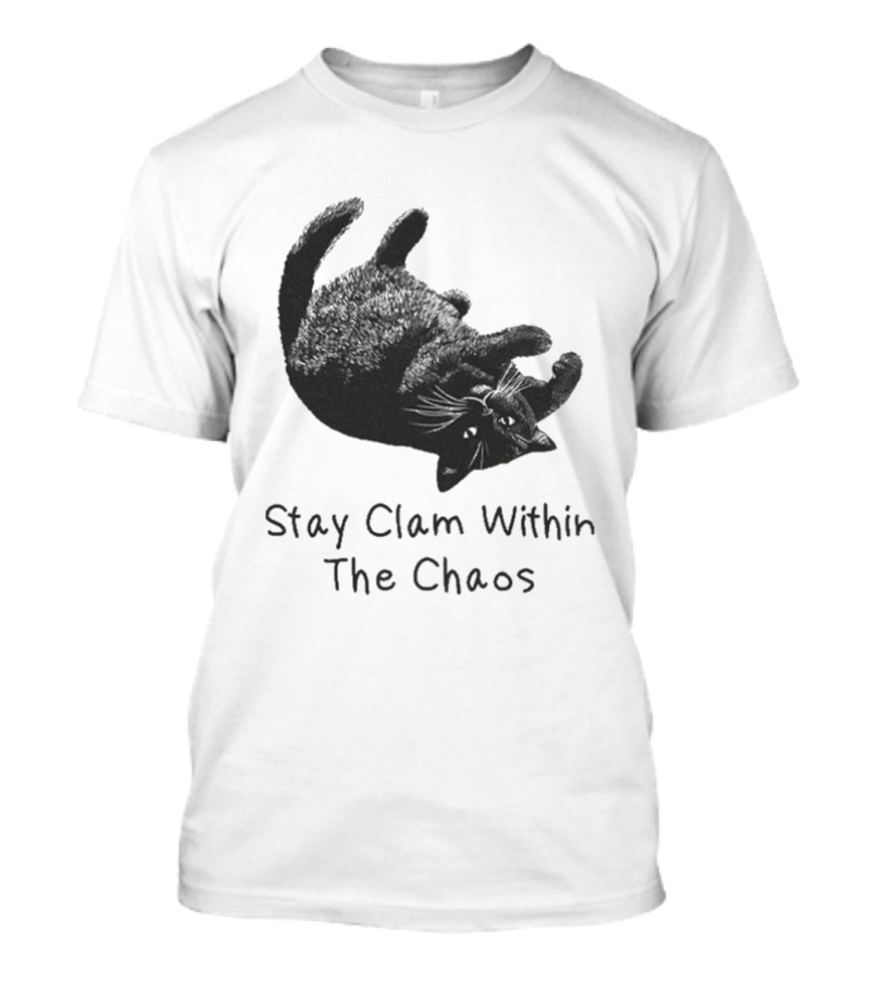 Stay Calm Within The Chaos Cat Pawsitive Vibes Black Feline T-Shirt