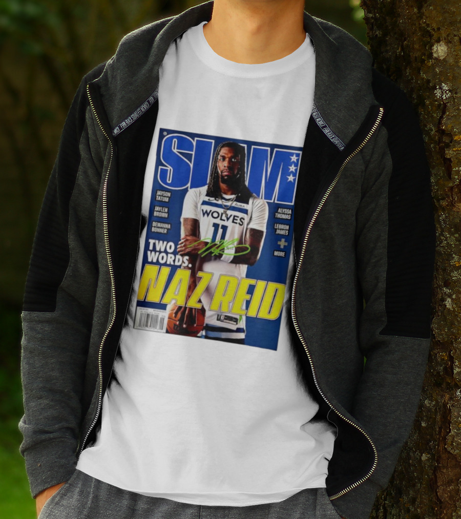 SLAM Magazine Naz Reid Autographed Minnesota Timberwolves Cover Featuring LeBron James Jayson Tatum T-Shirt