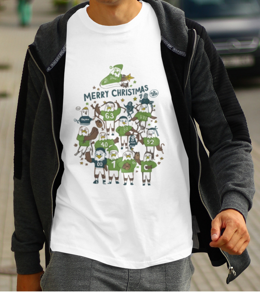 Philly Merry Christmas Tree Sports Inspired Gathering Holiday Tee T-Shirt