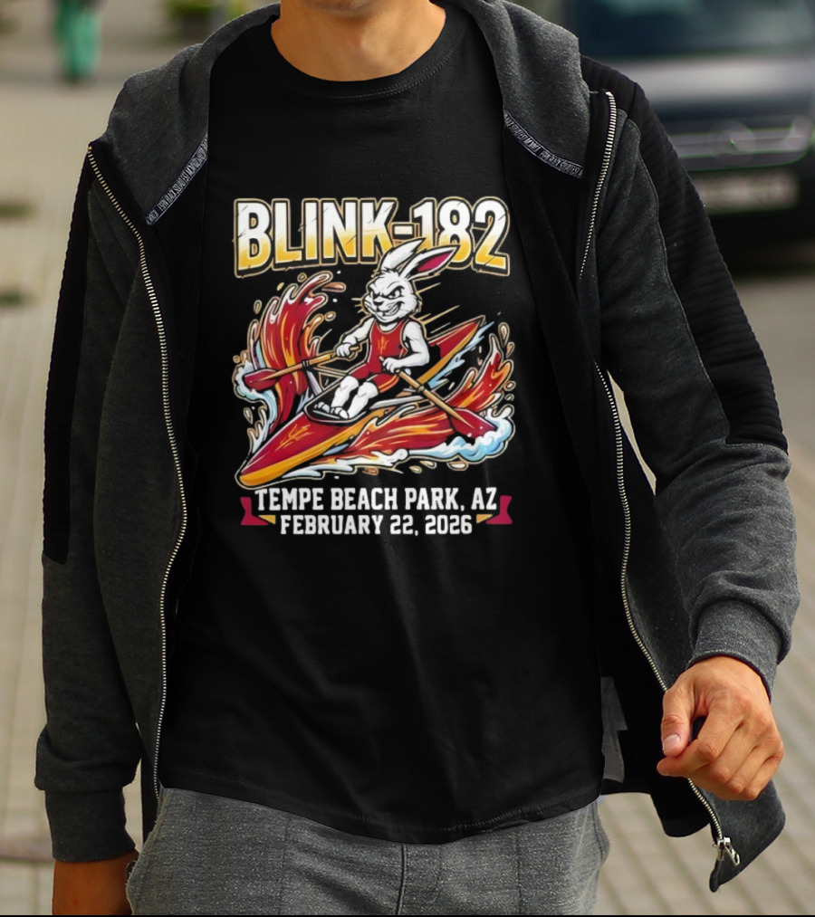 Blink 182 Tempe Beach Park AZ February 22 2026 Rowing Bunny T-Shirt