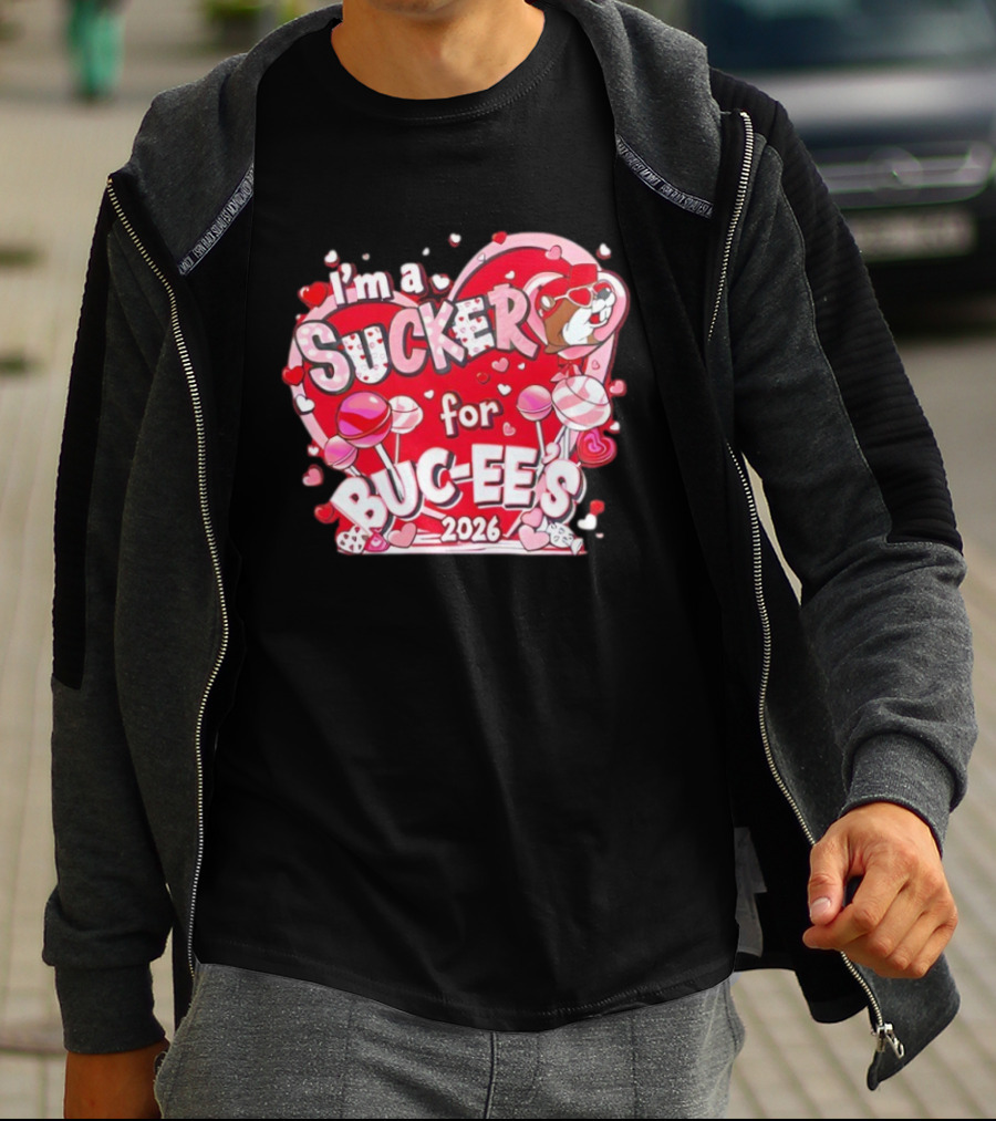I'm A Sucker For Buc Ee's 2026 Valentine's Hearts And Lollipops T-Shirt