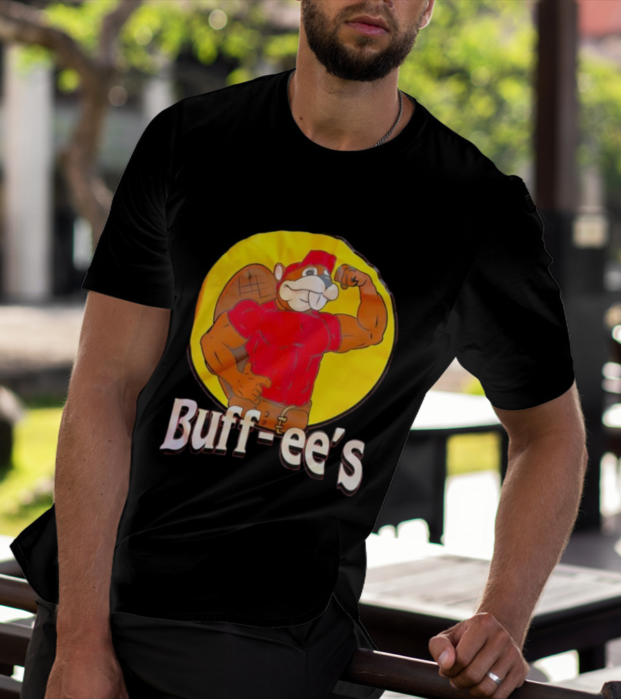 Buff Ee's Gym Muscular Beaver Flexing Muscles T-Shirt