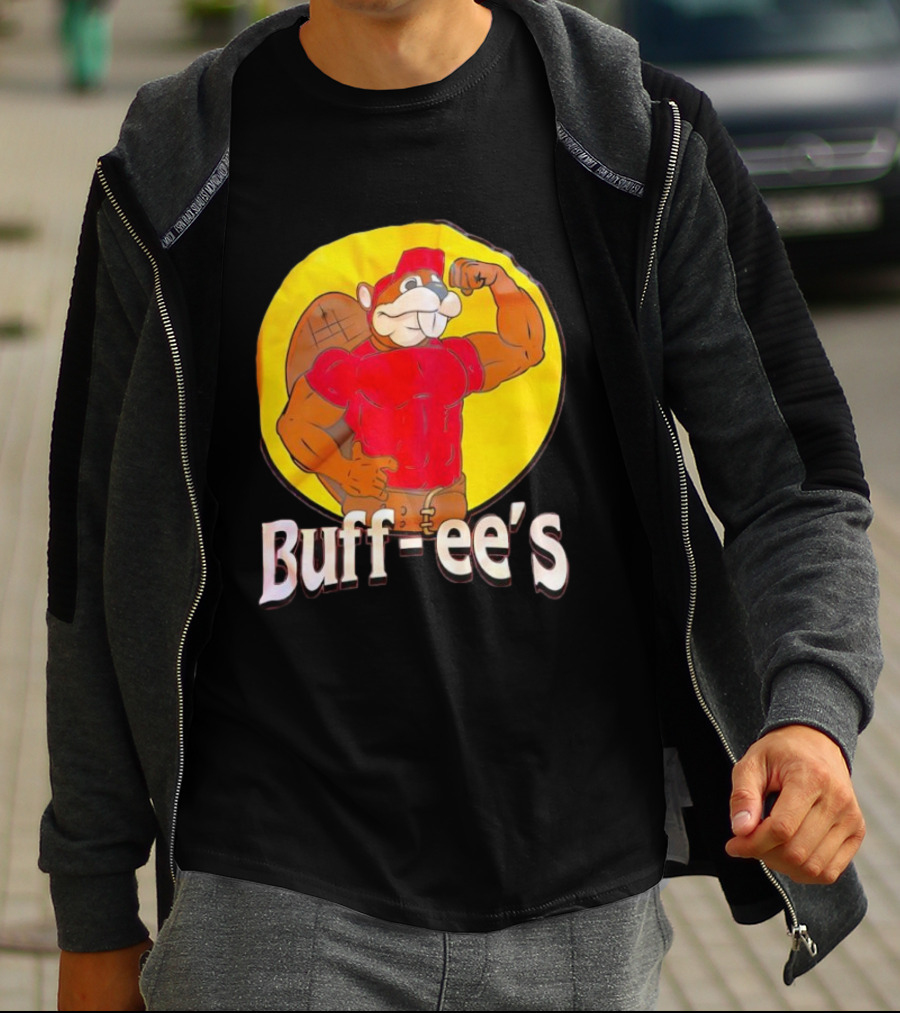 Buff Ee's Gym Muscular Beaver Flexing Muscles T-Shirt