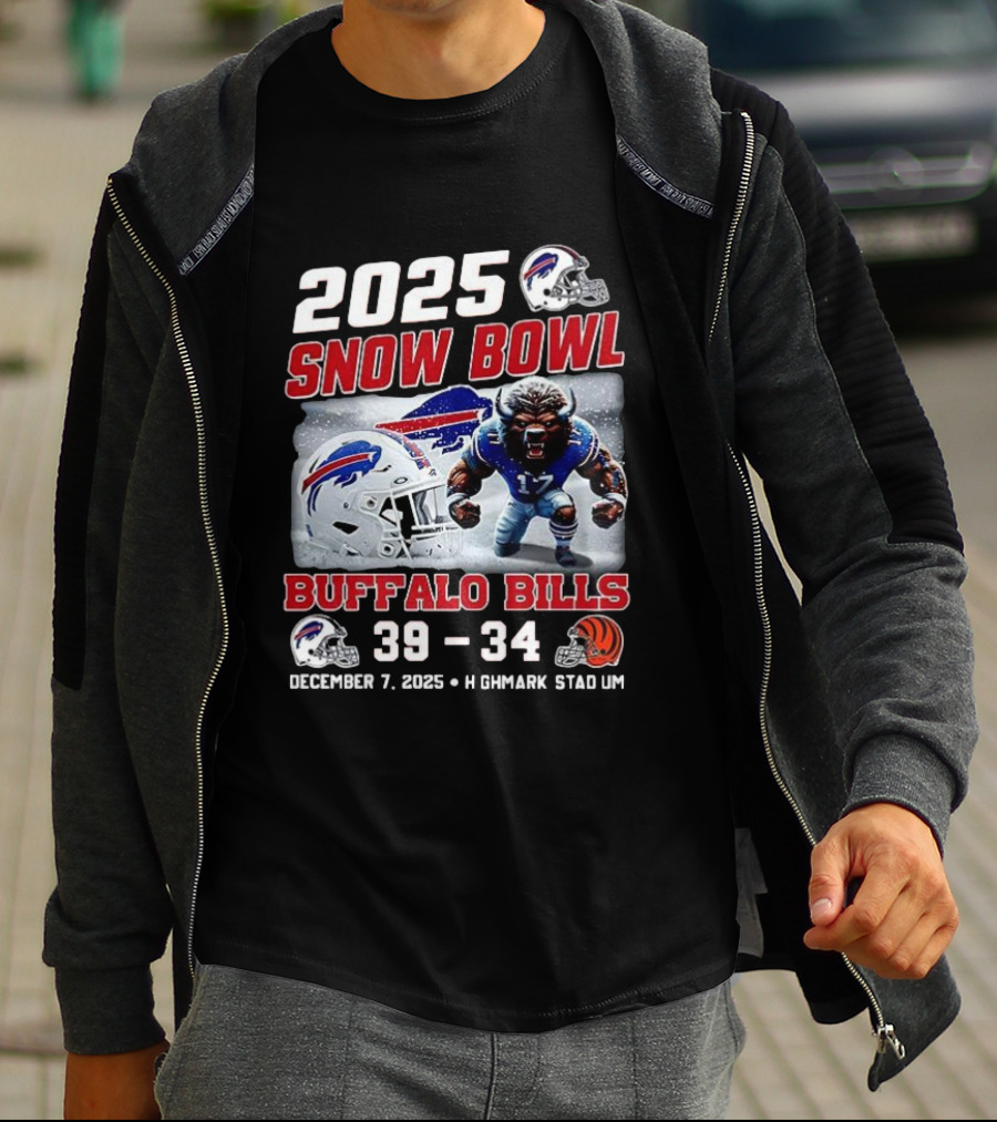 2025 Snow Bowl Buffalo Bills 39 34 December 7 Highmark Stadium Buffalo Vs Cincinnati T-Shirt